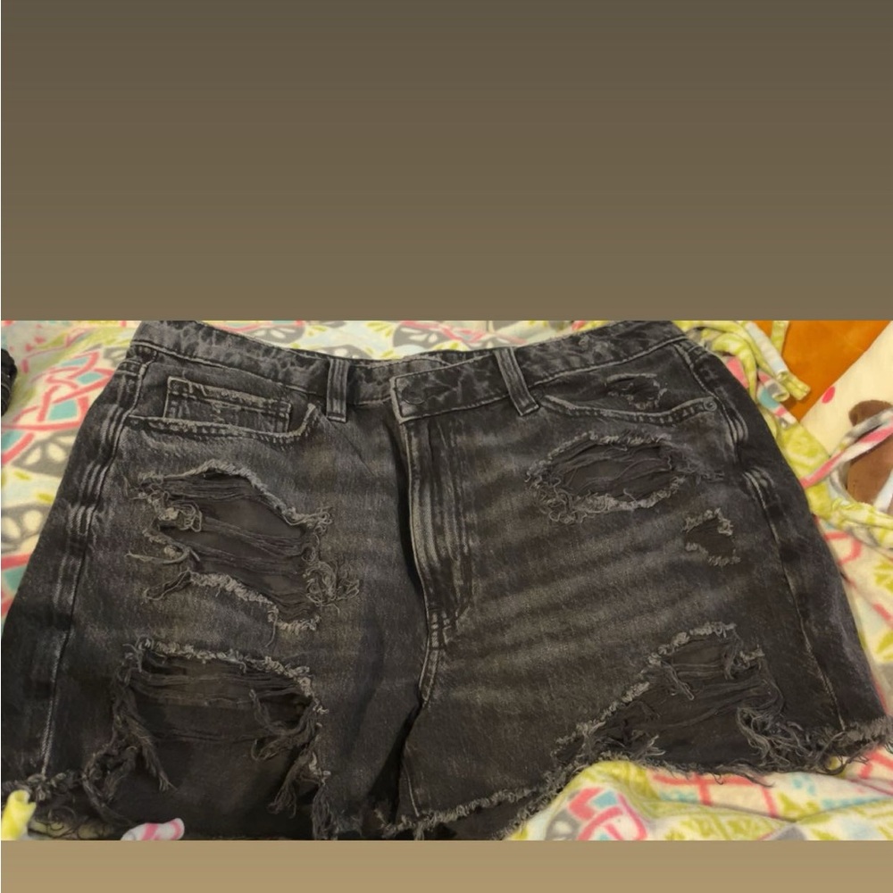American Eagle Outfitters Black Distressed Jean Shorts